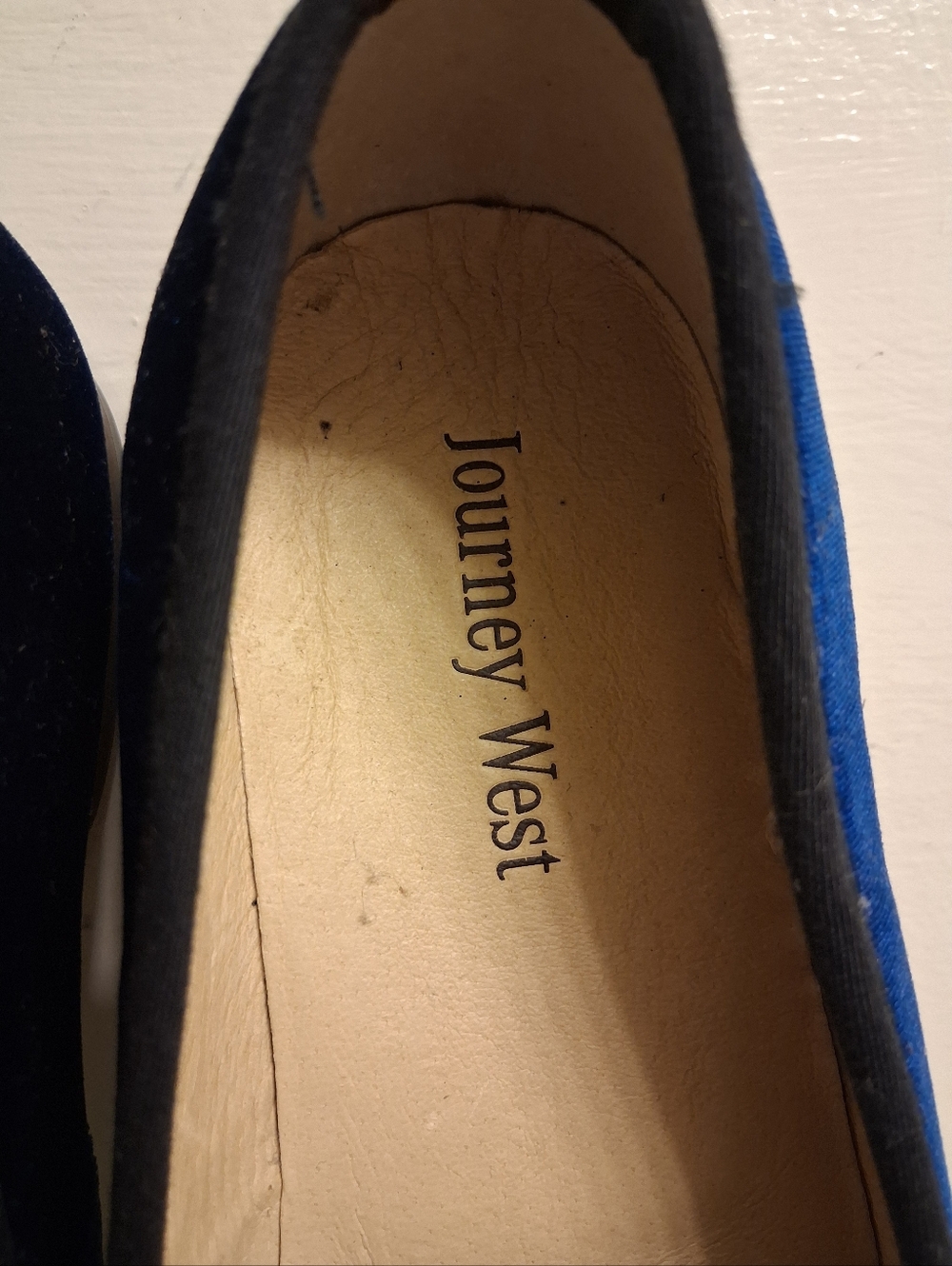 Men's JOURNEY WEST JW068 Blue Velvet Embroidered Loafers Size 43, US 10 - Picture 13 of 16